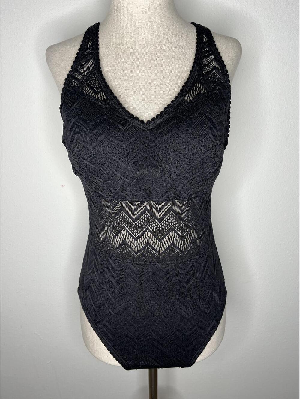 NWT Carmen Marc Valvo Women's Black One-Piece Swimsuit Size 12